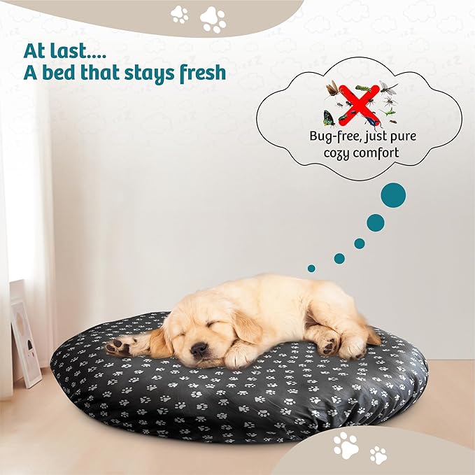 Round Dog Bed Covers Replacement Washable, Dog Bed Washable Cover, for All Shapes (Large (Up to 45″), Paw Chic)