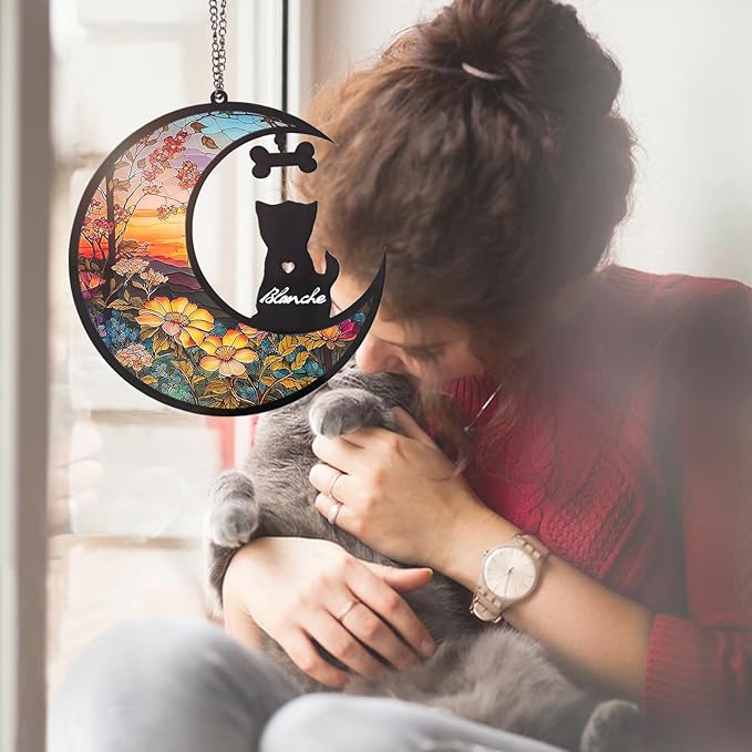 Dog Memorial Hanging, Lost Dog Sympathy Gift, Pet Loss Plastic Suncatcher, Memory Ornaments Gift for Dog Lovers (Bone Dog)