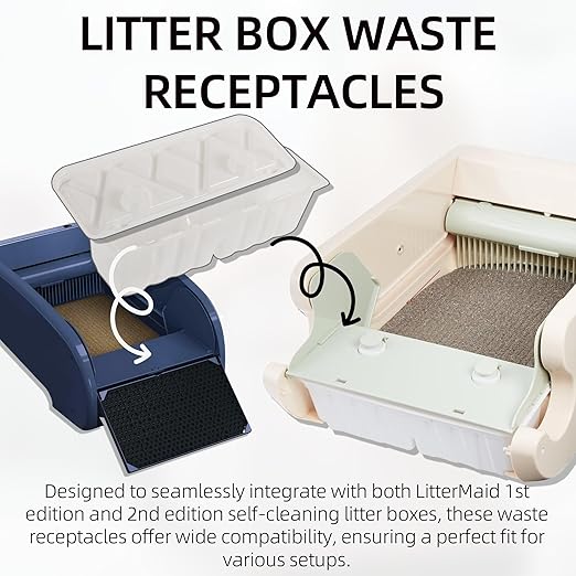 20-Pack Disposable Litter Box Waste Receptacles Compatible with Littermaid Waste Receptacles Fits 1St/2nd Edition Automatic Cat Litter Box, Come with 20pcs Liners & 20pcs Carbon Filters