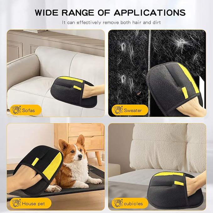 Pet Hair Remover Gloves for Cats & Dogs: New Upgrade Electrostatic Grooming Washable Reusable Cats & Dogs Hair Removal Gloves for Clean Couch Carpet Furniture Clothes Car Seat