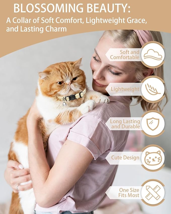 Furry Breakaway Cat Collar with Bell, Adjustable 7.87"-11.78" Kitten Collar, Suitable for All Types of Cats and Small Dogs (M, Brown)