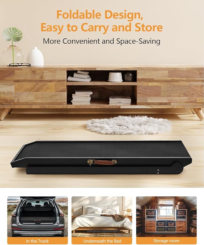Dog Ramp for Bed, Pet Ramp for Small Dogs to Get on Bed, Dog Bed Ramp for High Bed 24 inch, Adjustable Wood Furniture Dog Ramp for Couch/Bedroom, Adjustable from 15" to 24" Height - Black