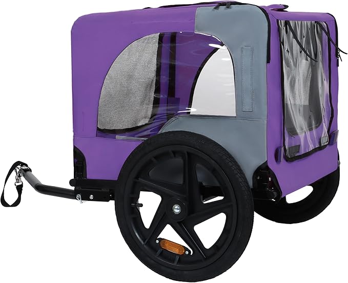 Heavy Duty Dog Bike Trailer with 16" All-Terrain Wheels & Universal Hitch, Foldable Pet/Cargo Carrier for Bicycles, Camping, Hiking