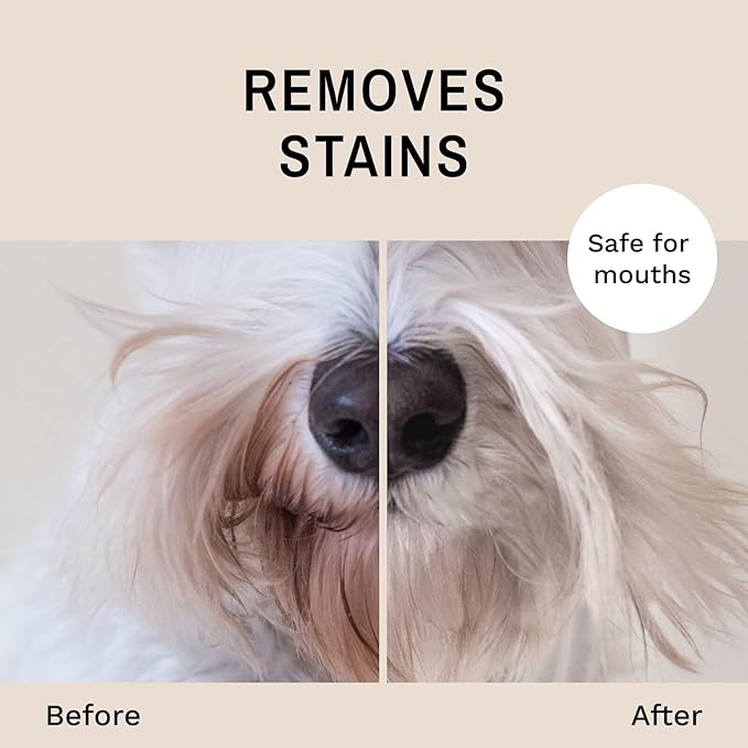 Eye Envy Beard Stain Remover Spray for Dogs/Cats. 100% Natural, Safe. Remove Stains from Drooling, Saliva, Food, Runoff from Tearing. Treats The Cause. Removes Odors. Keeps Dog Beards Clean. 8oz