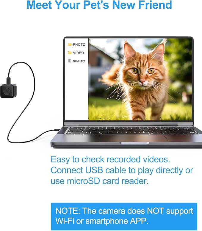Cat/Dog Camera Collar, 1080P Video Recording Cameras for Pets,M-Size,No App,No Wi-Fi, Medium-Size Dog Collar Camera, Pet POV Cam(No Micro-SD Card Included)