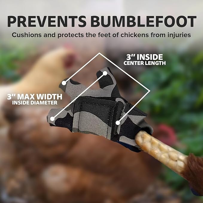 Chicken Shoes for Injured Feet – Protective Neoprene Footwear for Chicken, Open-Toe Design for Bumblefoot Relief, Made in USA (Chicken Shoes, Gray Camouflage, Medium Chickens)