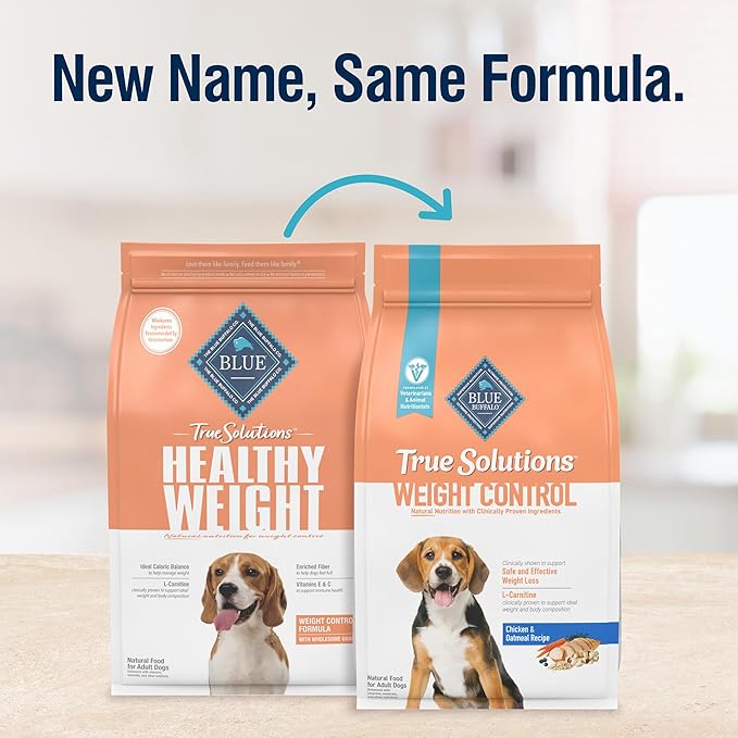 Blue Buffalo True Solutions Weight Control Natural Dry Dog Food for Adult Dogs, Chicken, 11-lb. Bag