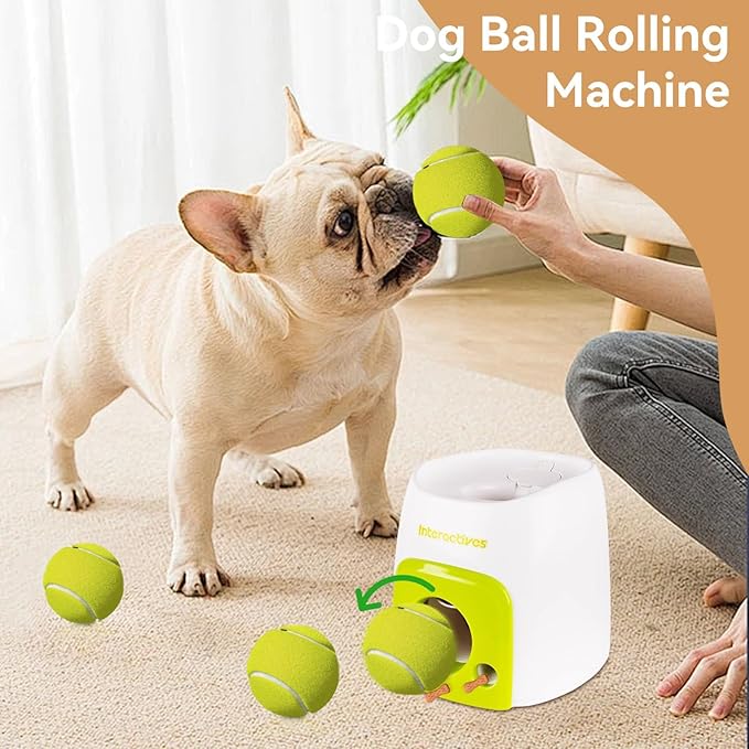 JITUIHOM Automatic Dog Ball Launcher, Rechargeable Dog Toy,with 2.5in EPTU Balls for Medium to Large Dogs, Interactive Dog Fetch Toy for Mental & Physical Exercise