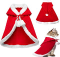 Cat Christmas Cape, Dog Soft Thick Xmas Cloak with Hat, Pets Christmas Costume Dogs Cats Santa Claus Outfits for Goose Rabbit, M