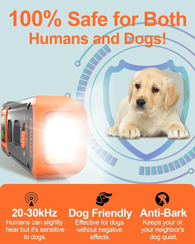 Dog Training Bark Deterrent Device, Anti-Barking Device with HD Display and LED Flashlight for Dogs, Stop Bad Behavior Without Yelling or Swatting, Ultrasonic Stopper Alternative to Shock Collar