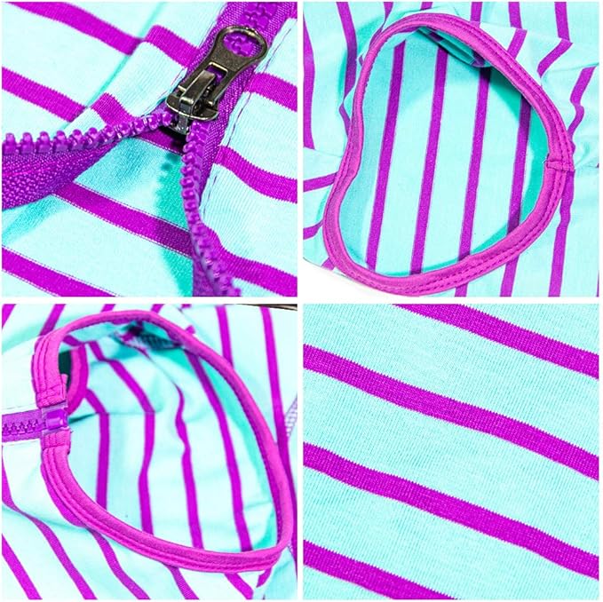 Dog’s Recovery Suit Post Surgery Shirt for Female Male Dog, E-Collar Alternative Wound Protective Clothes (Purple stripe-2xl)