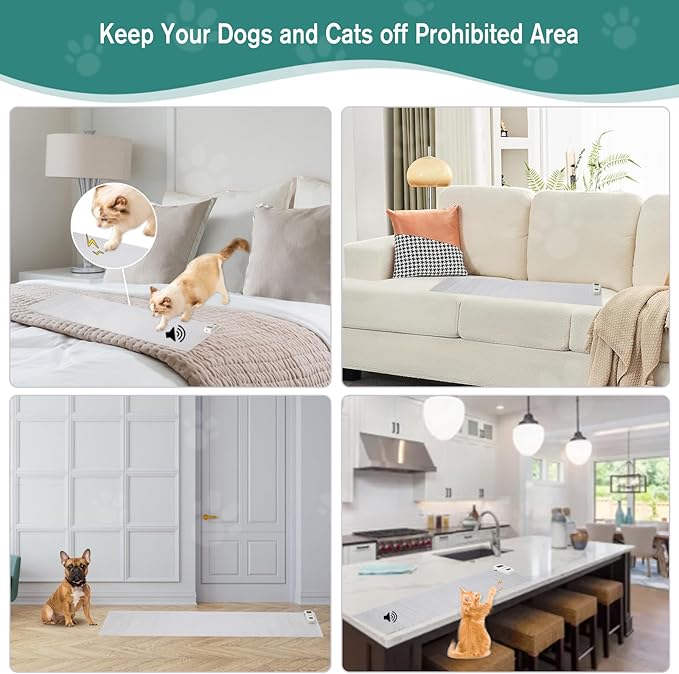 Seerway Pet Shock Mat for Dogs and Cats, 2-Piece 60"x 12" Rechargeable Electric Training Mats to Keep Pets Off Couch, Bed, Kitchen Countertop
