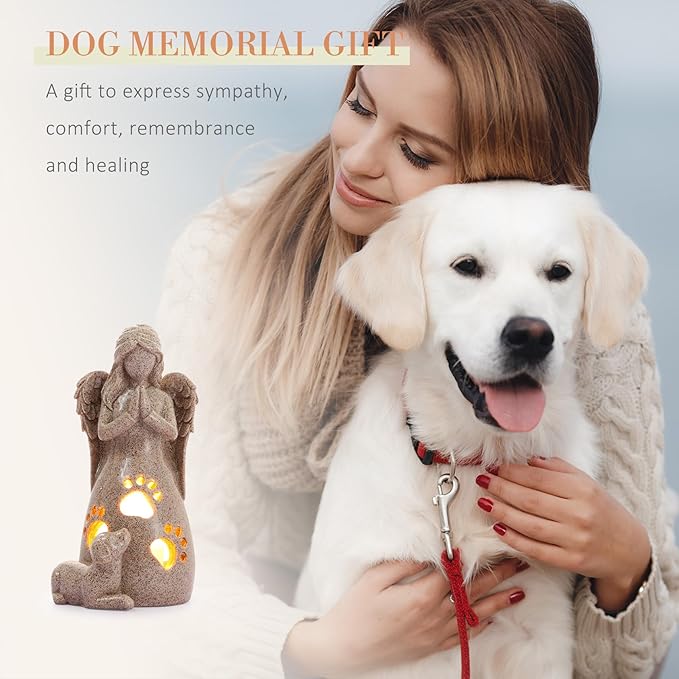 BEARAE Dog Memorial Gifts for Loss of Dogs, Pet Loss Sympathy Gifts, Dog Passing Away Bereavement Gift, Remembrance Grieving Dogs Angel Candle Holder
