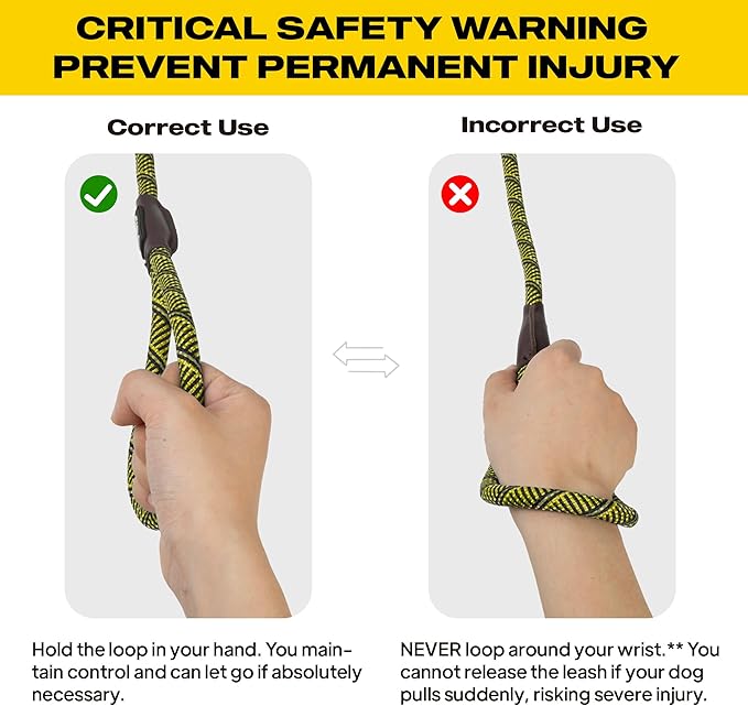 Fida Slip Leads for Dogs, 6 FT x 1/2" Dog Leash Heavy Duty Comfortable Strong Rope Lead for Large, Medium Dogs, No Pull Pet Training Leash with Highly Reflective,Yellow