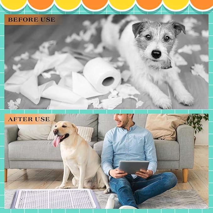 Mifoci 2 Pcs Dog Potty Tray Mesh Puppy Training Pad Holder Floor Protection Portable Pee Pad Pet Toilet Training Tray Litter Box Corner for Medium and Large Dogs (25.6 x 18.9 Inch,Gray)