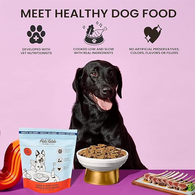 The Pets Table Air Dried Dog Food for Dogs Large, Medium and Small with Sensitive Stomachs | Puppy Dog Food, Adult Dog Food, Senior Dog Food | Lamb & Beef with Brown Rice 4.5 lbs / 72 oz Bag