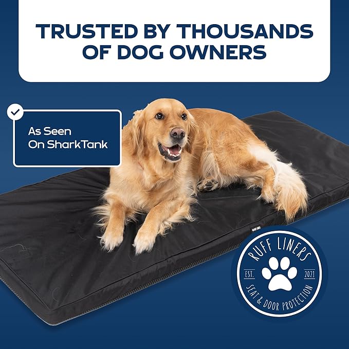 Ruff Liners Dog Bed for Car Back Seat, Medium Gray – As Seen on Shark Tank – Fits Medium Seat Extender – Non-Slip Base, Waterproof Cover, Machine-Washable – Dog Mat for Car with Rebound Foam Comfort