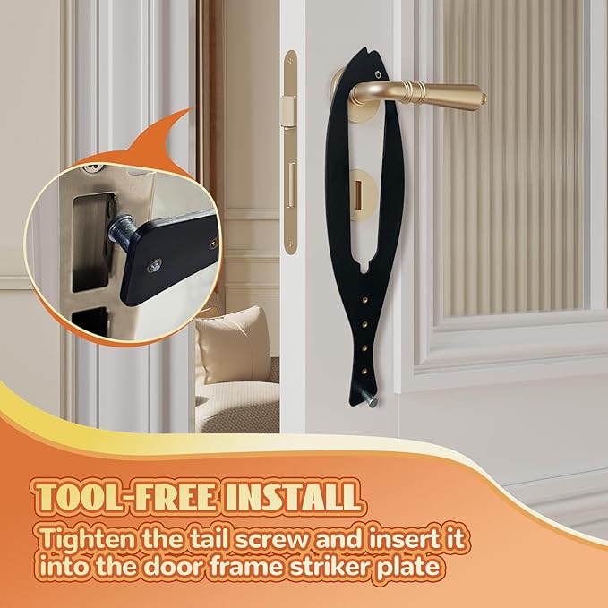 TGIOW Cat Door Latch, 2 Pcs Cat Door Stopper Pet Door Latch to Keep Dog Out of Litter Box and Food, Door Prop for Cat with 5 Adjustable Size Strap 2.5-6" Wide, No Measuring, Easy to Install, Black