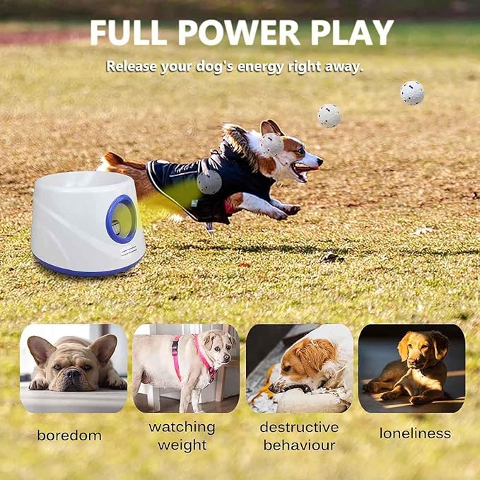 Auto Dog Ball Thrower Launcher, Automatic Dog Ball Launcher with 3 Launching,6 2.3 Inch ETPU Tennis Ball,Interactive Toys Indoor Outdoor Thrower Toss Machine for Small/Medium Dogs