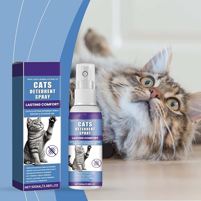 Cat Repellent Spray - Natural Training Aid for Cats, Indoor & Outdoor Deterrent Spray to Stop Scratching Furniture, Protect Garden, and Deter Unwanted Marking