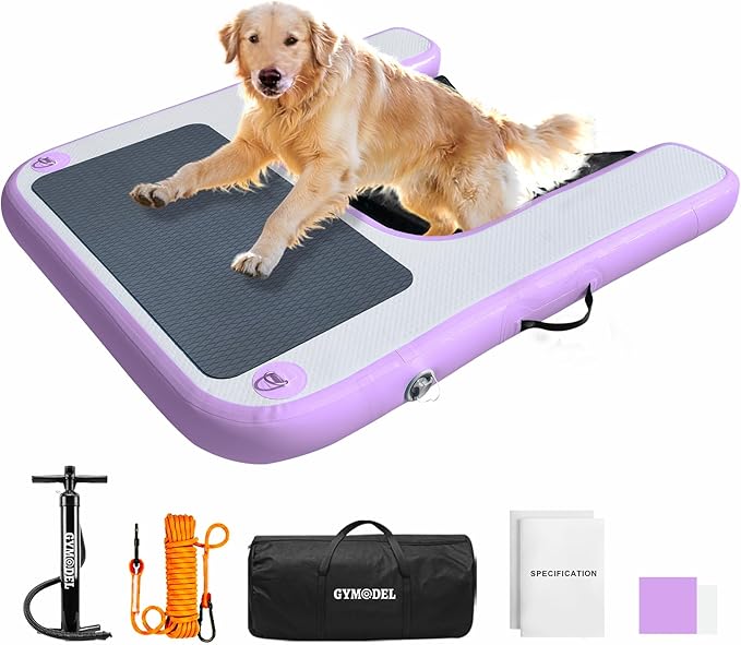 Inflatable Dog Water Ramp, Non-Slip Floating Dock Ladder for Pools, Boats & Lakes, Pool Ramp for Dogs Up to 200 Pounds, Purple