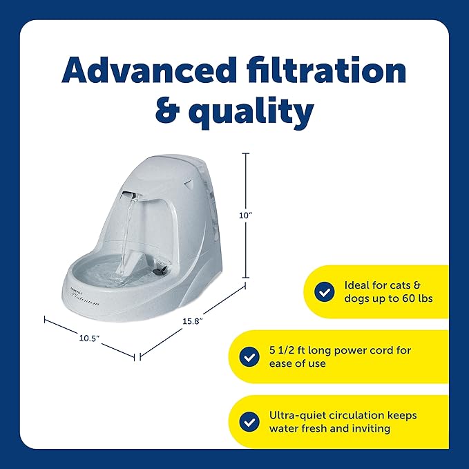 PetSafe Drinkwell Platinum Dog and Cat Water Fountain, Automatic Drinking Fountain for Pets, 168 Ounce,Grey