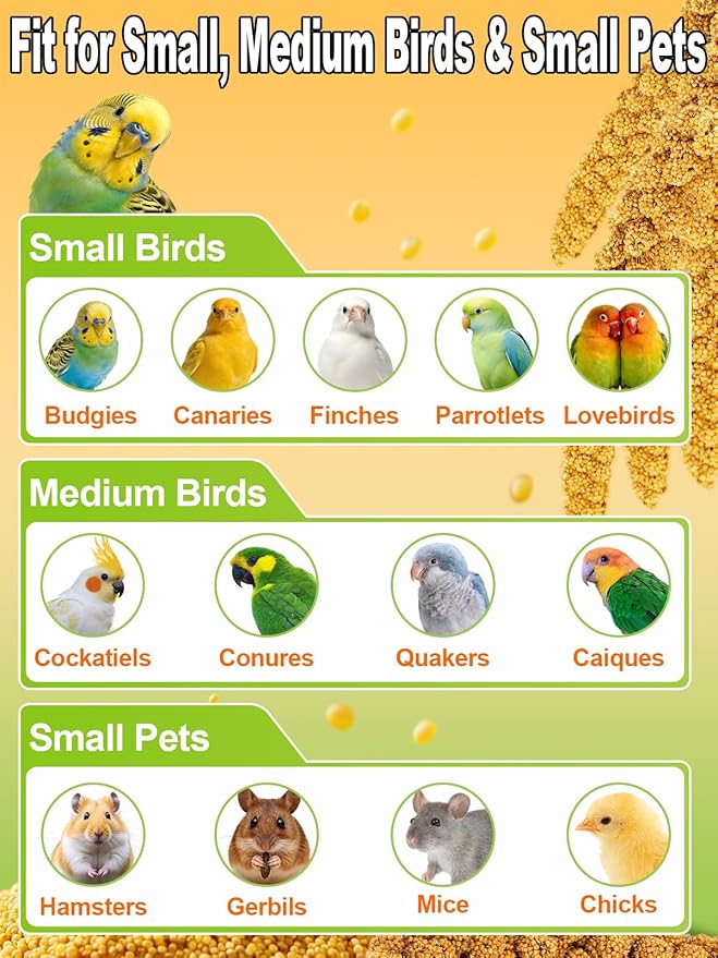 MEWTOGO Spray Millet & Cuttlebone Bird Treats Set - 2lb Hand Selected Golden Millet Treats for Parakeets Cockatiel Lovebirds Canaries Finches, Energy & Calcium Boost