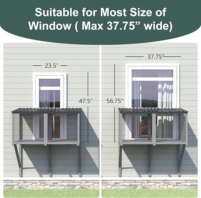 Cat Catio, Cat Window Perch for Large Indoor Cats - for Sunbathing, Napping & Overlooking, Wooden Window Hammock for Safely Enjoying The Outdoor Sights Scents and Sounds