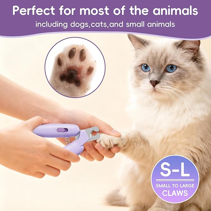 Dog Nail Clippers,Dog Nail Trimmers for Small Medium Dogs and Cats - Professional Grooming Tool with Safety Lock, Sharp Stainless Steel Blade Prevents Splitting, Includes Nail File (Purple-mini)