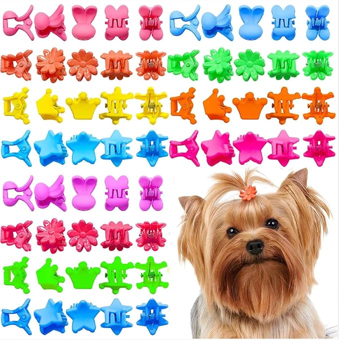 mix 100pcs Dog Hair Accessories Hair Clips for Small Doggie Colorful Cute Crown hair claw for Puppy Girls Pet Hair Grooming Dog Supplies