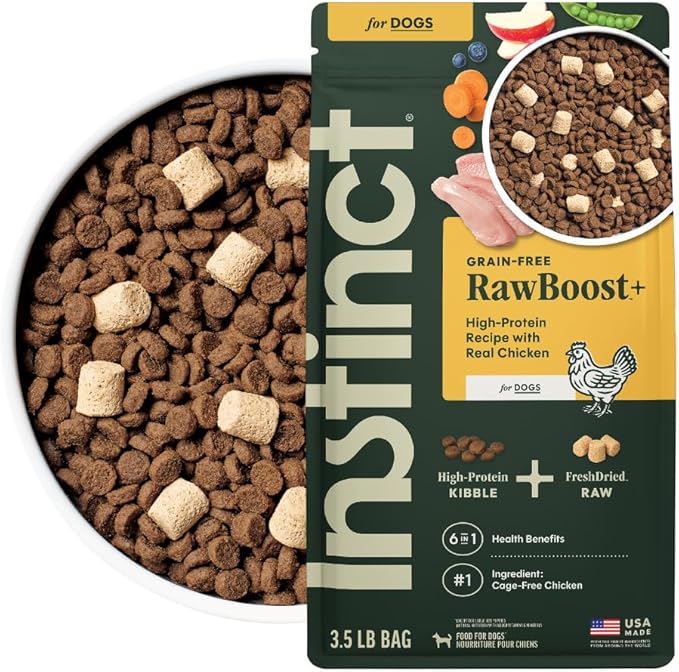 Instinct RawBoost, Natural Dry Dog Food with Freeze-Dried Pieces, High Protein, Grain-Free Recipe - Real Chicken, 3.5 lb. Bag