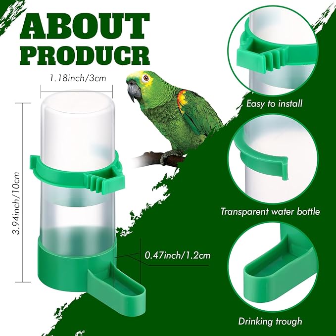 16 Pcs Automatic Bird Water Dispenser Bulk Plastic Bird Water Feeder Drinker Waterer for Pet Parrots Cage Parakeets Cockatiel Budgie Pigeon Quail Lovebirds Watering Supplies Drinking Bottle