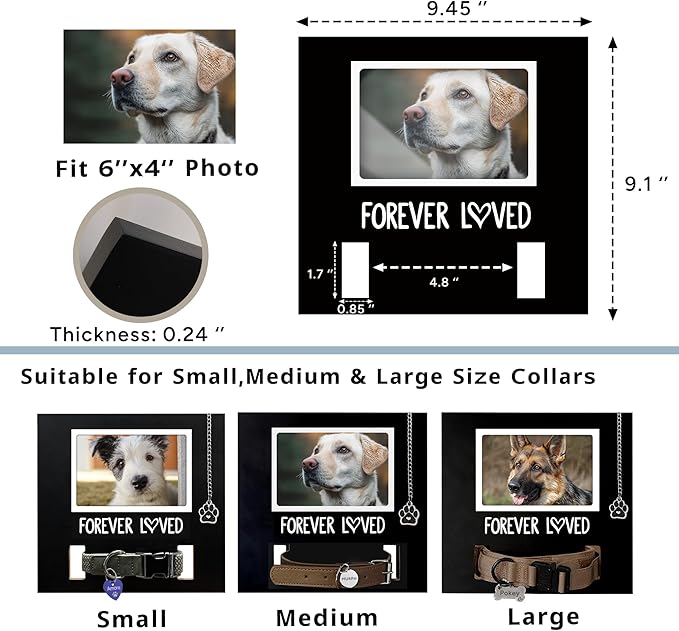 MYPAWLETS Dog/Cat Collar Memorial Frame with Paw Print Charm,Pet Loss Sympathy Gift,Pets Memorial Gift for Loss of Dog,Forever Loved Pet Keepsake Frame,Dogs Passing Away Gifts