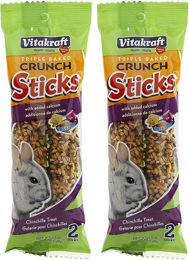 Vitakraft Crunch Sticks Honey Flavor with Added Calcium Chinchilla Treat (2 Sticks), 3.5 oz, Brown (Pack of 2)