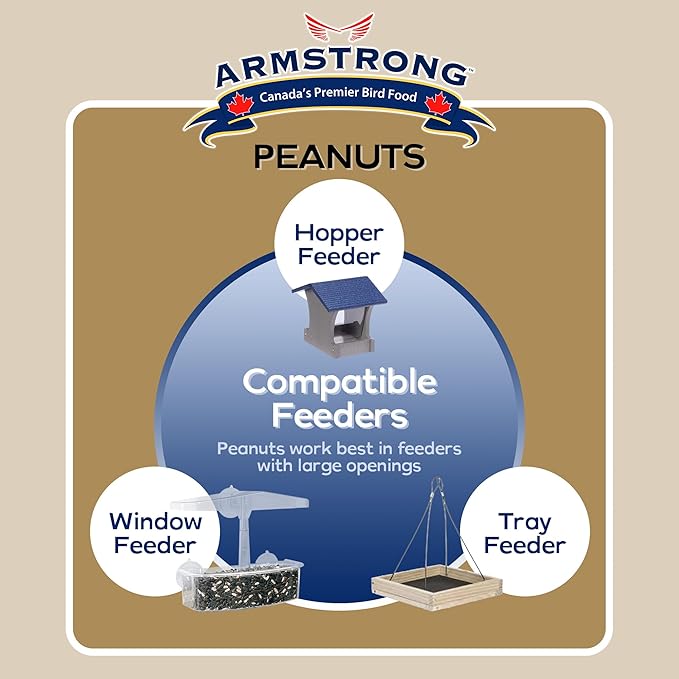 Armstrong Wild Bird Food Shelled Peanut Halves Bird Seed, 4.4 Pounds - for Downy Woodpeckers, Red-Breasted Nuthatches and Black-Capped Chickadees for Outside Feeders