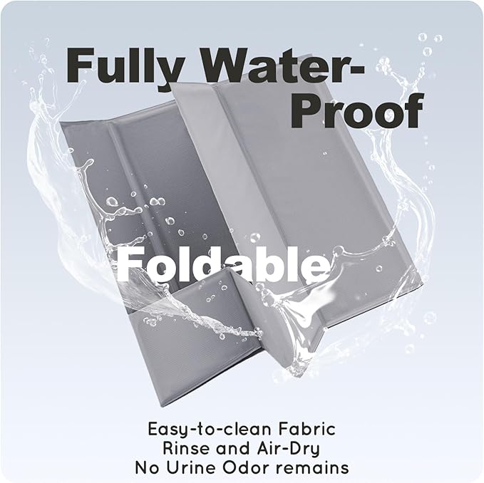 Dog Litter Box, Pee Pad Holder Foldable, 22''x 22'' Indoor Dog Potty Tray for Medium Dogs, High Walls, Seamless, No Assembly, Waterproof, Easy to Clean, No Spill,Portable for Travel