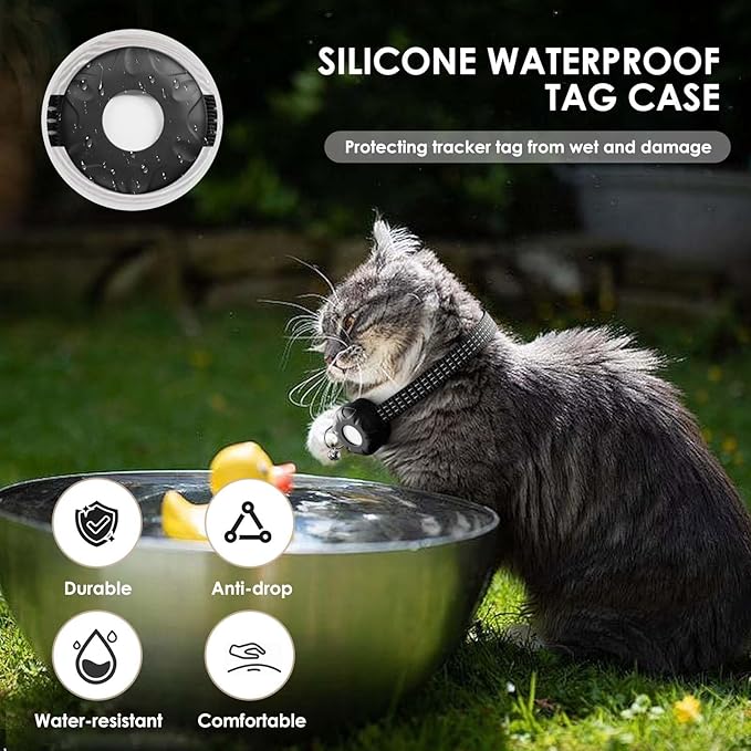 Cat Tracker, Lightweight Pet Tracker for Cats, Waterproof GPS Tracker for Cats Compatible with Apple Find My App(Only iOS), Real-Time Tracking, Precise Positioning, No Monthly Fee
