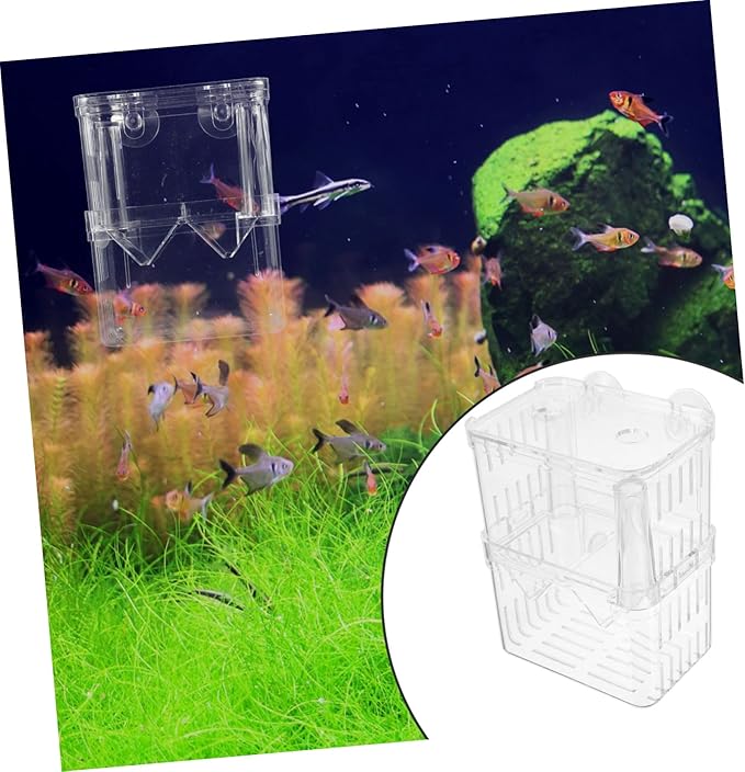 2Pcs Fish Breeding Box Aquarium Incubator with Suction Cups for Fry Isolation and Protection Enhances Survival Rate of Young Fish Tanks Color
