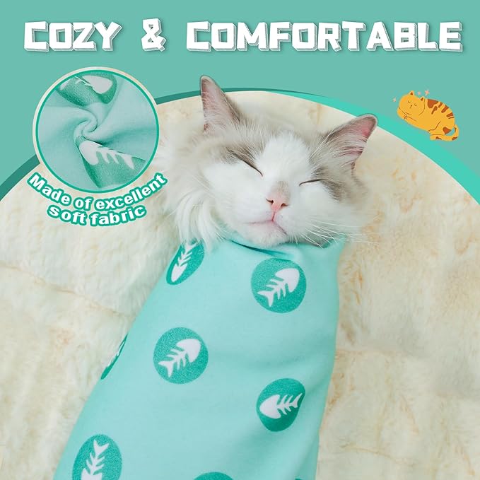Supet Cat Wrap for Cutting Nails, 2026 Self-Adherent Cat Grooming Wrap, Anti-Escape Calming Cat Swaddle Wrap for Medicine, Nail Clipping, Teeth Brushing, Ear Cleaning