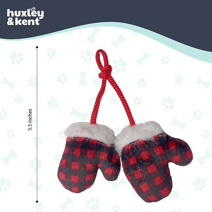 Huxley & Kent Plush Cat Toy - Holiday Interactive Catnip Toy for Cats & Kittens - Soft with Crinkle & Catnip - Fun Indoor Play - Mittens for Kittens