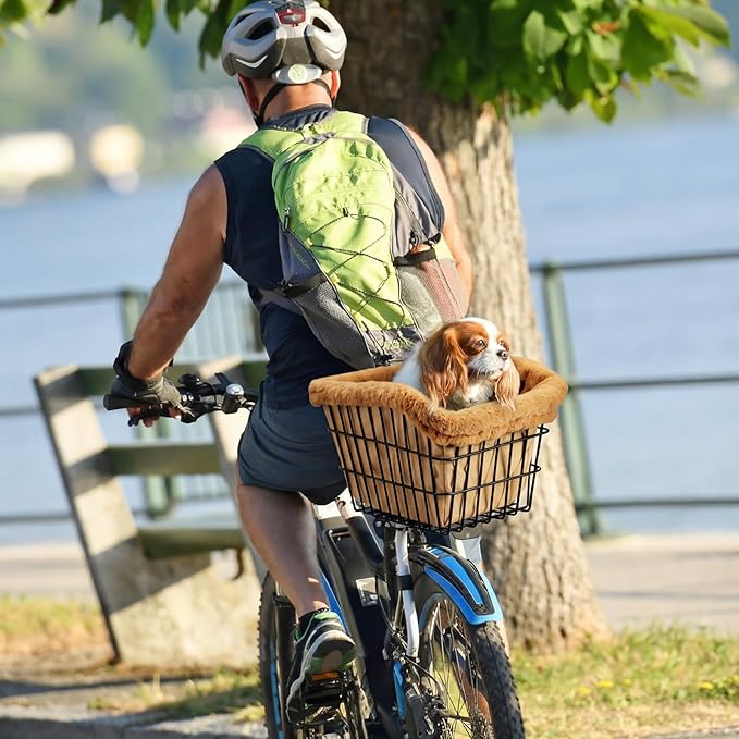 2 Pcs Dog Bicycle Basket Liner Pets Bike Basket Cover Soft and Warm with Durable Canvas Outside Ideal Gift for Pet Lover Easy to Install Comfort Padded Bike Baskets Liner for Dog Carrier