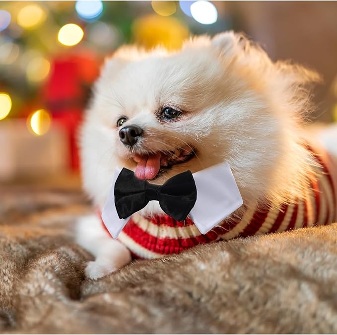 3 Pcs Dog Cat Tuxedo Collar with Adjustable Collars, Pet Bowtie Collar, Bow Tie Tux Costume, Formal Tuxedo Suit for Dog Cat Pets, Perfect for Weddings, Birthdays (Neck 15”)