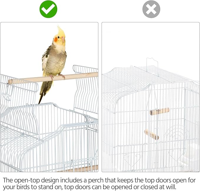 Yaheetech 41-Inch Portable Hanging Flight Bird Cage for Small Parrots Quaker Cockatiels Sun Parakeets Green Cheek Conures Finches Canary Budgies Lovebirds Travel Bird Cage