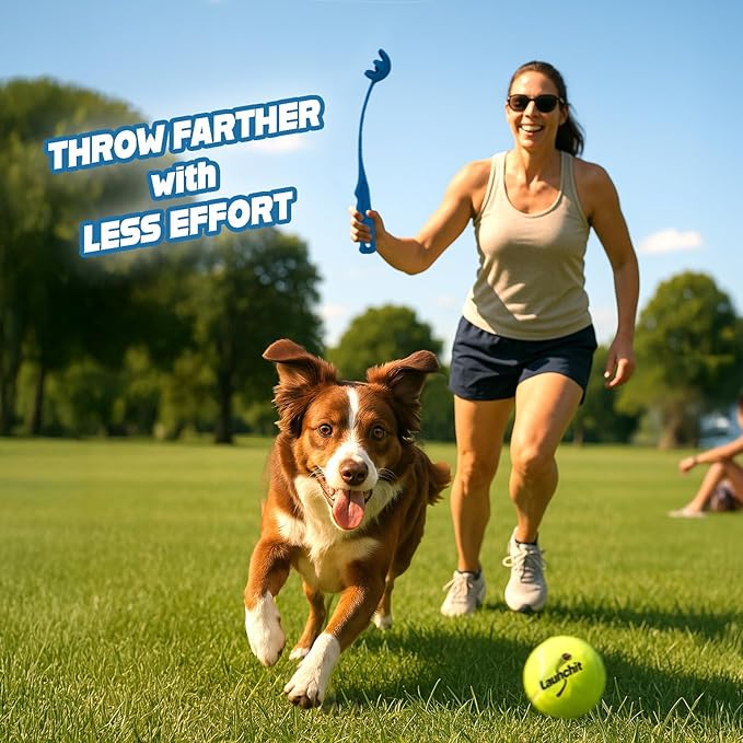 Dog Ball Thrower Launcher, Tennis Ball Launcher, for Small Large Dogs Compact Design 13.8" Stick with Medium 2.5" Red
