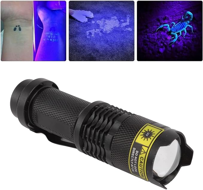 UV Flashlight, 365Nm Black Light, Portable Mini Flashlight for UV Resin Curing, Rock Detection, Pet Urine Detection, Paper Money Measurement