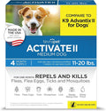 TevraPet Activate II Flea and Tick Prevention for Dogs | 4 Count | Medium Dogs 11-20 lbs | Topical Drops | 4 Months Flea Treatment
