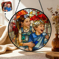 Personalized Couples Photo Stained Glass Catcher, Custom Photo Portrait Couple Family Stained Glass Window Hanging Catcher, Gifts for Newlyweds, Wedding, Couple, Valentine's Day Gift/24