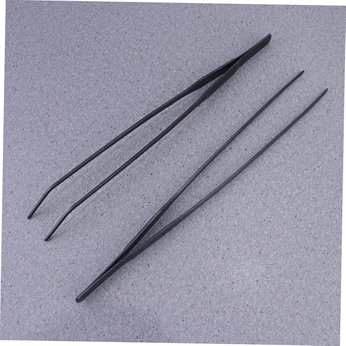 FRCOLOR 6pcs Aquatic Plant Tweezers Lengthened Stainless Steel Tongs for Fish Tank Plants Black Straight Curved Tweezers Resistant Tools for Precise Planting