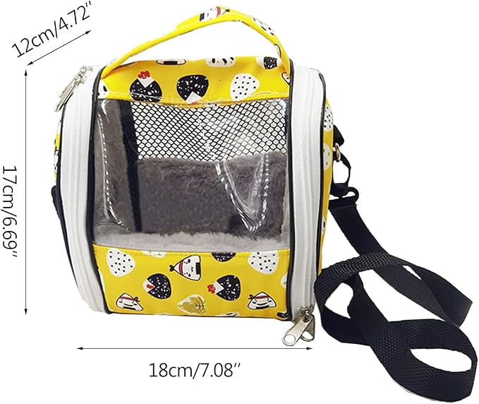 Bird Carrier Small Animals Travel Bag Portable Parrot Cage with Plush Lining Transparent Window Breathable Case