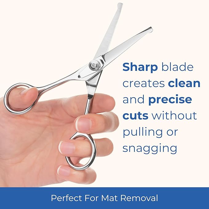 Freshly Bailey Pet Grooming Scissors Set with Round Tips for Dogs & Cats - Professional Grade Shears Safely Cut Through Dog or Cat Hair - Fur Trimming Made Easy - (Set of 2)